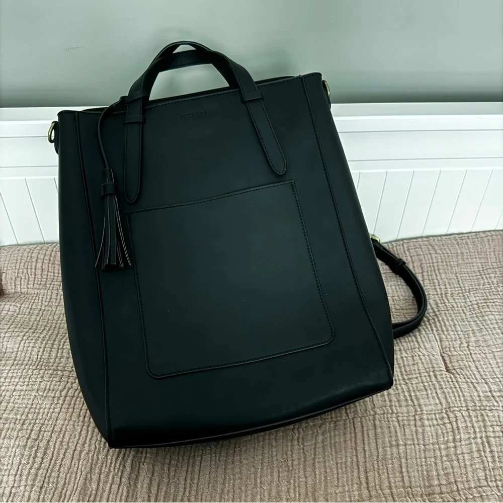 Black Handbag Tote Bag Backpack Work Bag Convertible Shoulder Bag